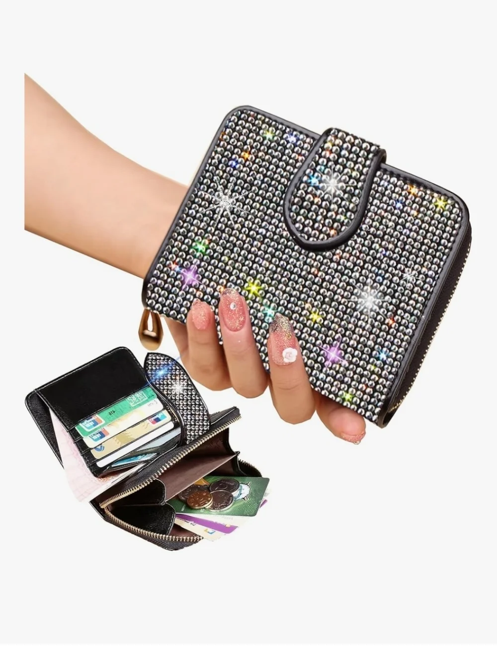 Sparkle Rhinestone Small Wallet Clutch - Silver